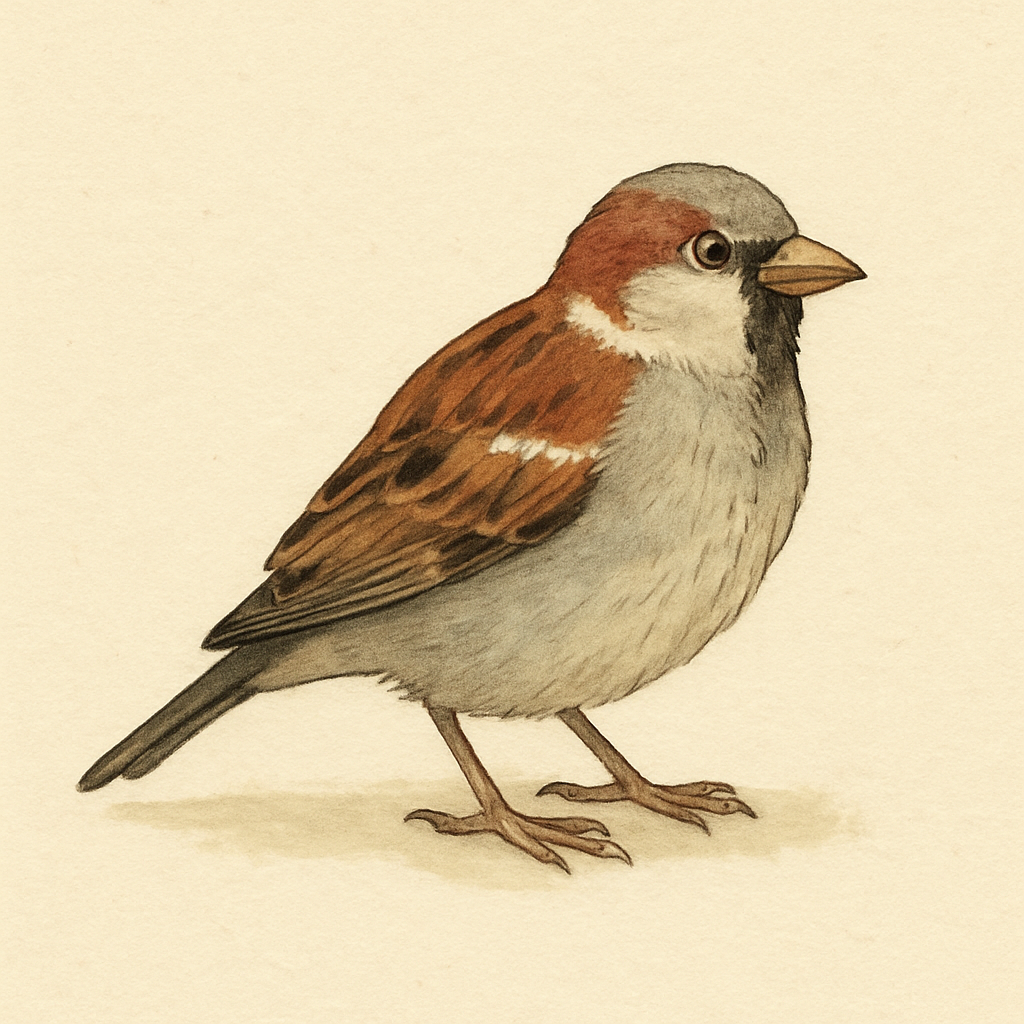 Naturalis illustration of a House Sparrow.