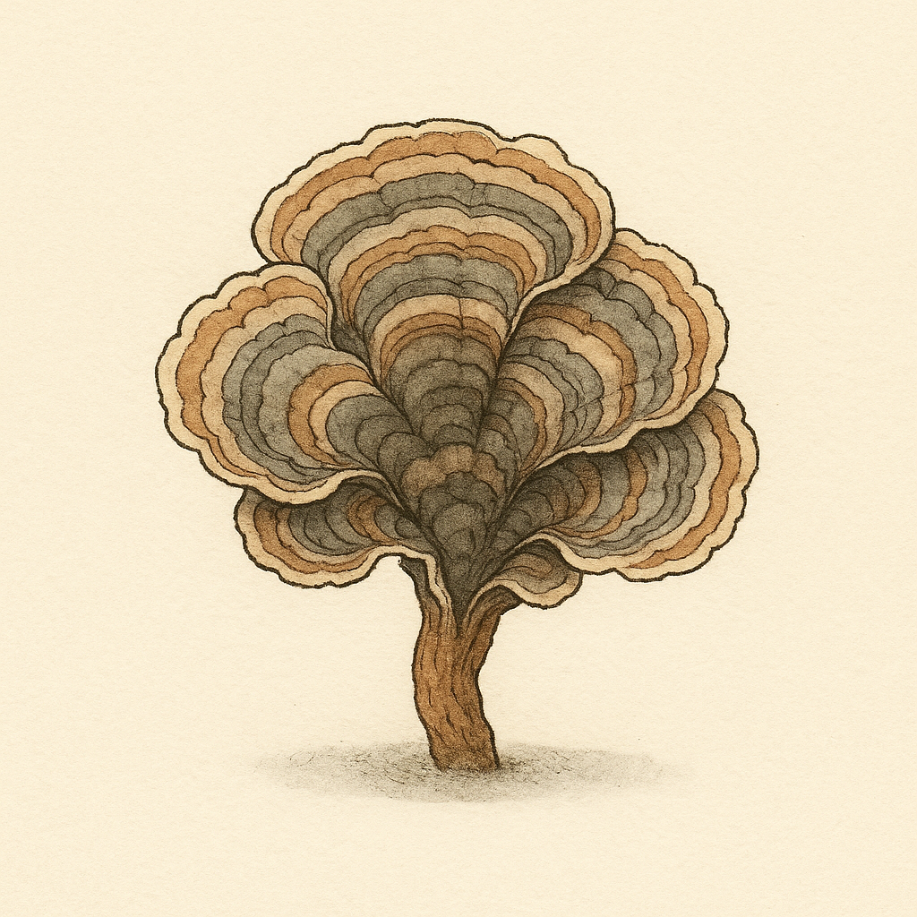 Naturalis illustration of a Turkey Tail fungus.