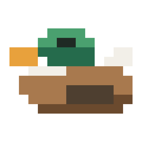 Pixel-art mallard duck, the Koi Duck puzzle reveal